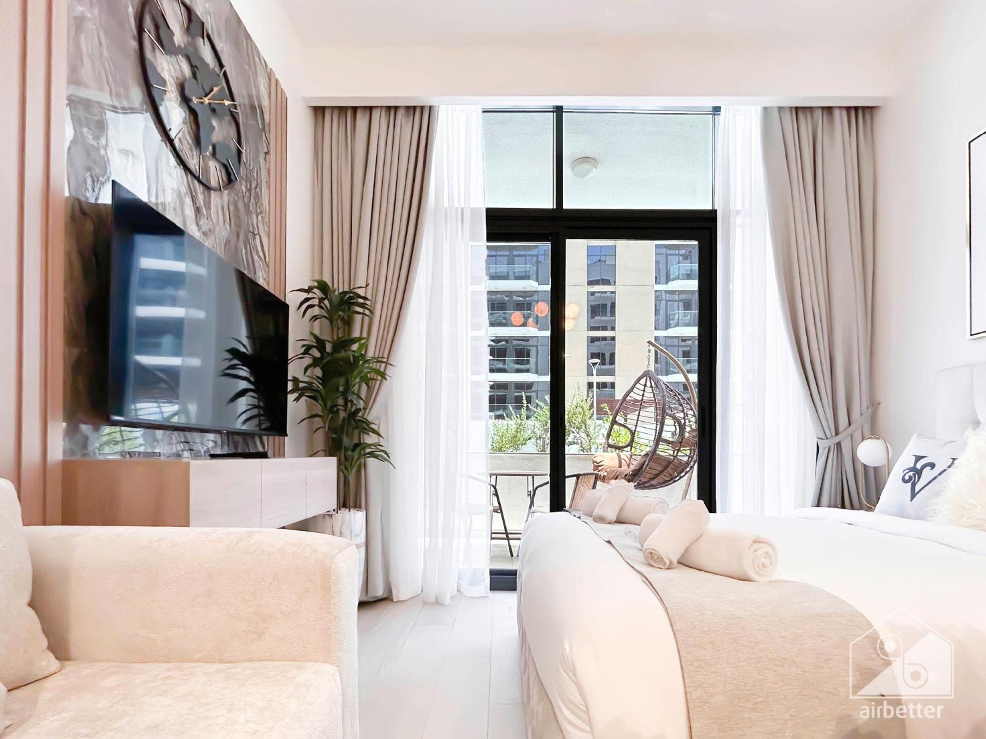 Charming Studio With Balcony In Azizi Riviera Дубай Екстериор снимка