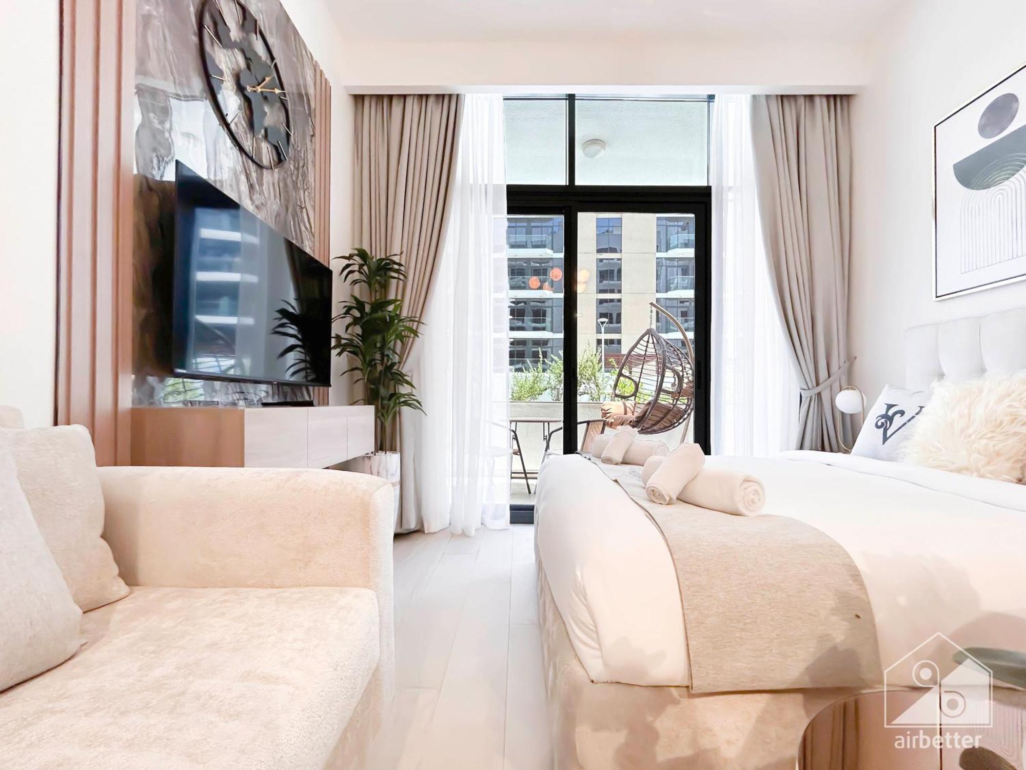 Charming Studio With Balcony In Azizi Riviera Дубай Екстериор снимка